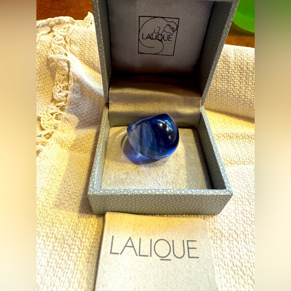 Lalique Blue Glass Ring